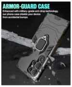 Shock Proof Back Case Mobile Cover for Samsung Galaxy S24 Ultra 5G | Back Cover Case (Tough Armor | Hybrid PC + TPU | Ring Holder & in-Built Kickstand | Black) - Image 8