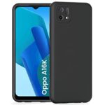 kelpuj Ultra Slim Soft Rubberised Back Case Cover for Oppo A16k | Inner Velvet Fabric Lining | Matte Silicone Flexible Camera Protection Back Case for Oppo A16k - Black