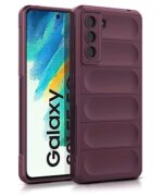 Ultimate Silicon Back Cover Case for Samsung Galaxy S21 FE 5G | Military Grade Drop Protection Shockproof Bumper | AntiSlip Grip | Scratch Proof MicroFibre Cloth Inside (Crimson Red)