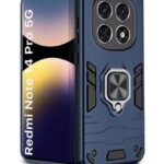 Shock Proof Back Case Mobile Cover for Redmi Note 14 Pro 5G | Poco X7 5G | Back Cover Case (Tough Armor | Hybrid PC + TPU | Ring Holder & in-Built Kickstand | Blue)