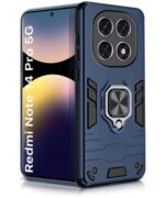 Shock Proof Back Case Mobile Cover for Redmi Note 14 Pro 5G | Poco X7 5G | Back Cover Case (Tough Armor | Hybrid PC + TPU | Ring Holder & in-Built Kickstand | Blue)