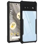 Shock Proof Clear Protective Back Case for Google Pixel 7A - AirEDGE Technology | 360 Degree Camera Protection | Transparent Hybrid Back Case Mobile Cover - Black