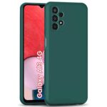 Silicone Ultra Slim Soft Rubberised Inner Velvet Fabric Lining Matte Flexible Back Case Back Cover with Camera Protection for Samsung Galaxy A13 4G (Green)