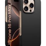 Slim Frameless Back Cover for iPhone 16 Pro Max | Ultra Thin Lightweight Design & Camera Protection | Soft Matte Silicone Flexible Mobile Case (Black)
