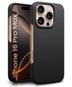 Slim Frameless Back Cover for iPhone 16 Pro Max | Ultra Thin Lightweight Design & Camera Protection | Soft Matte Silicone Flexible Mobile Case (Black)