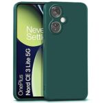 Slim Ultra Soft Rubberised Back Cover for 1+ OnePlus Nord CE 3 Lite 5G | Inner Velvet Fabric Lining | Matte Silicone Flexible Camera Protection Back Case - Green - Image 5
