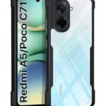 Shock Proof Clear Protective Back Case for Redmi A5 | Poco C71 - AirEDGE Technology | 360 Degree Camera Protection | Transparent Hybrid Back Case Mobile Cover - Black