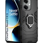 Shock Proof Back Case Mobile Cover for OnePlus Nord CE 3 5G | Bumper Back Cover Case (Tough Armor | Hybrid PC + TPU | Full Protection with Ring Holder & in-Built Kickstand | Black)