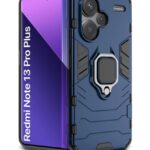 Shock Proof Back Case Mobile Cover for Xiaomi Mi Redmi Note 13 Pro Plus 5G | Back Cover Case (Tough Armor | Hybrid PC + TPU | Ring Holder & inBuilt Kickstand | Blue)