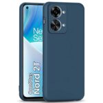 kelpuj Slim Ultra Soft Rubberised Back Cover for 1+ OnePlus Nord 2T 5G | Inner Velvet Fabric Lining | Matte Silicone Flexible Camera Protection Back Case  Blue