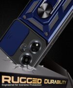 Tough Armor Bumper Mobile Back Case for Oppo A59 5G | Sliding Camera Shield Cover | Shock Proof 360? Protection | Hybrid PC + TPU | Ring Holder with Kickstand ? Blue - Image 7