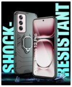 Shock Proof Back Case Mobile Cover for Oppo Reno 12 Pro 5G (Tough Armor | Hybrid PC + TPU | Full Protection with Ring Holder & in-Built Kickstand | Black) - Image 4