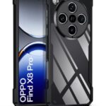 Shock Proof Clear Protective Back Case for Oppo Find X8 Pro - AirEDGE Technology | 360 Degree Camera Protection | Transparent Hybrid Back Case Mobile Cover - Black