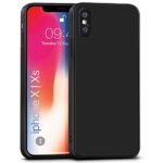 Slim Ultra Soft Rubberised Back Cover Compatible with Apple iPhone X | Xs | Inner Velvet Fabric Lining | Matte Silicone Flexible Camera Protection Back Case - Black