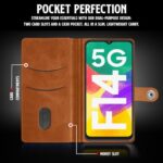Shock Proof Flip Cover Back Case for Samsung Galaxy F14 5G | Magnetic Wallet Leather Case with Stand - Image 5