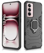 Shock Proof Back Case Mobile Cover for Oppo Reno 12 Pro 5G (Tough Armor | Hybrid PC + TPU | Full Protection with Ring Holder & in-Built Kickstand | Black) - Image 3