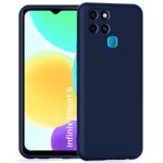 Back Cover for Infinix Smart 6 | Ultra Slim Soft Rubberised Case | Inner Velvet Fabric Lining | Matte Silicone Flexible Mobile Case | Camera Protection - Blue
