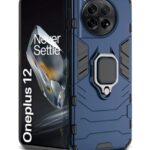 Shock Proof Back Case Mobile Cover for 1+ OnePlus 12 5G | Back Cover Case (Tough Armor | Hybrid PC + TPU | Ring Holder & in-Built Kickstand | Blue)