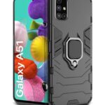 Shock Proof Back Case Mobile Cover for Samsung Galaxy A51 (Armor | Hybrid PC + TPU | Full Protection with Ring Holder Kickstand | Carbon Black)