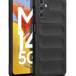 Ultimate Silicon Back Cover Case for Samsung Galaxy M14 5G | Military Grade Drop Protection Shockproof Bumper | Anti-Slip Grip | Scratch Proof Micro-Fibre Cloth Inside (Pitch Black)