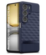 Back Cover for Realme C75 5G | C73 5G | Realme Narzo 80 Lite 5G with Hexa Cube Design | Ultra Slim Soft Rubberised Case | Inner Velvet Fabric | Matte Silicone Flexible Mobile Case - Blue - Image 3