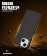 Back Cover for iPhone 15 | Shockproof Tough Leather Texture Hard Mobile Case | Ultra Slim Non-Slip Grip | Inner Velvet Fabric | Metal Camera Ring ? Black - Image 7