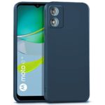 Slim Ultra Soft Rubberised Back Cover for Motorola Moto E13 | Inner Velvet Fabric Lining | Matte Silicone Flexible Camera Protection Back Case - Blue