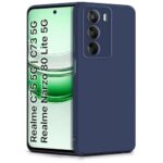 kelpuj Back Cover for Realme C75 5G | C73 5G | Narzo 80 Lite 5G | Ultra Slim Soft Rubberised Case | Inner Velvet Fabric Lining | Flexible Mobile Case | Camera Protection - Blue