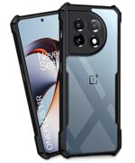 Shock Proof Clear Back Case Mobile Cover for 1+ OnePlus 11R 5G (Hard | Hybrid PC + TPU | Full Armour Device & Camera Protection | Earthy Black) - Image 5