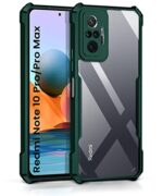 Shock Proof Clear Back Case Mobile Cover for Xiaomi Redmi Note 10 Pro/Pro Max (Hard | Hybrid PC + TPU | Full Armour Device & Camera Protection | Camo Green)