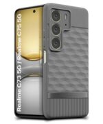Back Cover for Realme C75 5G | C73 5G | Realme Narzo 80 Lite 5G with Hexa Cube Design | Ultra Slim Soft Rubberised Case | Inner Velvet Fabric | Matte Silicone Flexible Mobile Case - Grey - Image 3