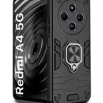 Shock Proof Back Case Mobile Cover for Redmi A4 5G | Poco C75 | Redmi 14C 5G | Poco M7 5G | (Tough Armor | Hybrid PC + TPU | Full Protection with Ring Holder & in-Built Kickstand | Black)