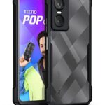 Shock Proof Clear Protective Back Case for Tecno Pop 6 Pro - AirEDGE Technology | 360 Degree Camera Protection | Transparent Hybrid Back Case Mobile Cover - Black