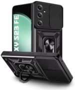 Tough Armor Bumper Mobile Back Case for Samsung Galaxy S23 FE 5G | Sliding Camera Shield Cover | Shock Proof 360? Protection | Hybrid PC + TPU | Ring Holder with Kickstand  Black - Image 5