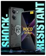 Shock Proof Back Case Mobile Cover for Poco X7 Pro 5G | Bumper Back Cover Case (Tough Armor | Hybrid PC + TPU | Full Protection with Ring Holder & in-Built Kickstand | Black) - Image 5