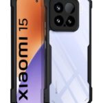 Shock Proof Clear Protective Back Case for Xiaomi 15 5G - AirEDGE Technology | 360 Degree Camera Protection | Transparent Hybrid Back Case Mobile Cover - Black