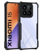 Shock Proof Clear Protective Back Case for Xiaomi 15 5G - AirEDGE Technology | 360 Degree Camera Protection | Transparent Hybrid Back Case Mobile Cover - Black