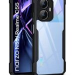 Shock Proof Clear Back Case Mobile Cover for Realme C55 | Realme Narzo N55 (Hard | Hybrid PC + TPU | Full Armour Device & Camera Protection | Black)