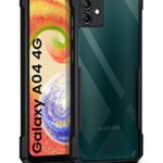 Shock Proof Clear Protective Back Case for Samsung Galaxy A04 4G - AirEDGE Technology | 360 Degree Camera Protection | Transparent Hybrid Back Case Mobile Cover - Black