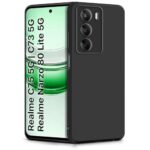 Back Cover for Realme C75 5G | C73 5G | Narzo 80 Lite 5G | Ultra Slim Soft Rubberised Case | Inner Velvet Fabric Lining | Flexible Mobile Case | Camera Protection - Black