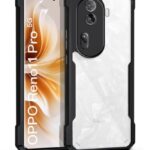 Shock Proof Clear Back Case Mobile Cover for Oppo Reno 11 Pro 5G (Hard | Hybrid PC + TPU | Full Armour Device & Camera Protection | Black)