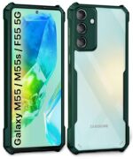 Shock Proof Clear Protective Back Case for Samsung Galaxy M55 5G | M55s 5G | F55 5G - AirEDGE Technology | 360 Degree Camera Protection | Transparent Hybrid Back Case Mobile Cover - Green - Image 5