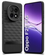 Back Cover for Oppo F29 5G with Hexa Cube Design | Ultra Slim Soft Rubberised Case | Inner Velvet Fabric | Matte Silicone Flexible Mobile Case | Camera Protection - Black