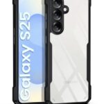 Shock Proof Clear Protective Back Case for Samsung Galaxy S25 5G AirEDGE Technology | 360 Degree Camera Protection | Transparent Hybrid Back Case Mobile Cover Black