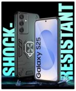 Shock Proof Back Case Mobile Cover for Samsung Galaxy S25 5G | Back Cover Case (Tough Armor | Hybrid PC + TPU | Ring Holder & inBuilt Kickstand | Black) - Image 5