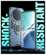 kelpuj Shock Proof Back Case Mobile Cover for Oppo F27 Pro Plus 5G | Back Cover Case (Tough Armor | Hybrid PC + TPU | Ring Holder & in-Built Kickstand | Blue) - Image 7