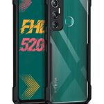 Shock Proof Clear Protective Back Case for Infinix Hot 11 - AirEDGE Technology | 360 Degree Camera Protection | Transparent Hybrid Back Case Mobile Cover - Black