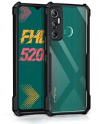 Shock Proof Clear Protective Back Case for Infinix Hot 11 - AirEDGE Technology | 360 Degree Camera Protection | Transparent Hybrid Back Case Mobile Cover - Black