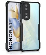 Shock Proof Clear Protective Back Case for Honor 90 5G - AirEDGE Technology | 360 Degree Camera Protection | Transparent Hybrid Back Case Mobile Cover - Black