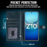 Shock Proof Flip Cover Back Case for Iqoo Z10 5G | Magnetic Wallet Leather Case with Stand - Image 5